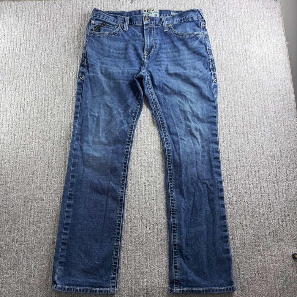 Ariat M7 Slim Fit Straight Leg Jeans Mens Size 35x32 Blue Denim